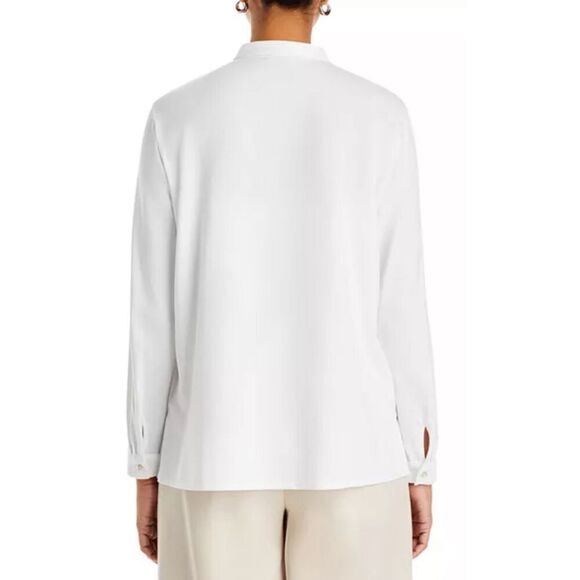 Eileen Fisher Mandarin Collar Shirt in White NWT Size Large - Picture 4 of 13